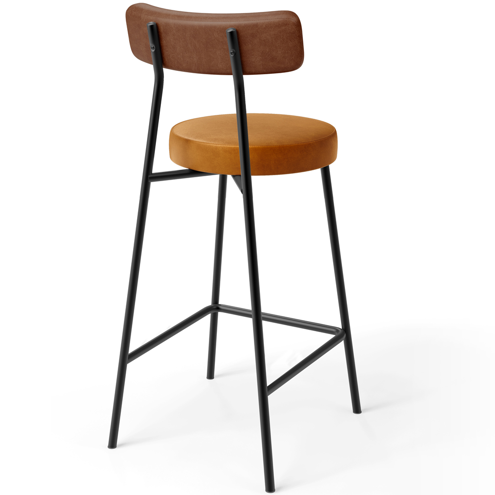 Banqueta Baixa Cozinha Sala Jantar Bancada Milão L02 Couríssimo Marrom Whisky - Lyam Decor