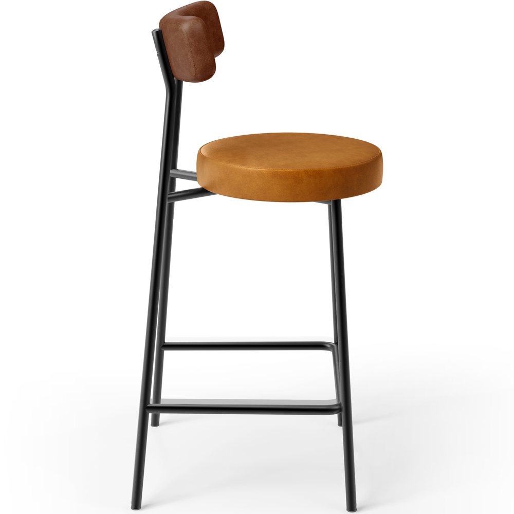 Banqueta Baixa Cozinha Sala Jantar Bancada Milão L02 Couríssimo Marrom Whisky - Lyam Decor