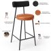 Banqueta Baixa Cozinha Sala Jantar Bancada Milão L02 Couríssimo Preto Brilho Camel  - Lyam Decor
