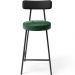 Banqueta Baixa Cozinha Sala Jantar Bancada Milão L02 Couríssimo Preto Facto Verde - Lyam Decor