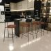 Banqueta Baixa Cozinha Sala Jantar Bancada Milão L02 Couríssimo Preto Marrom - Lyam Decor