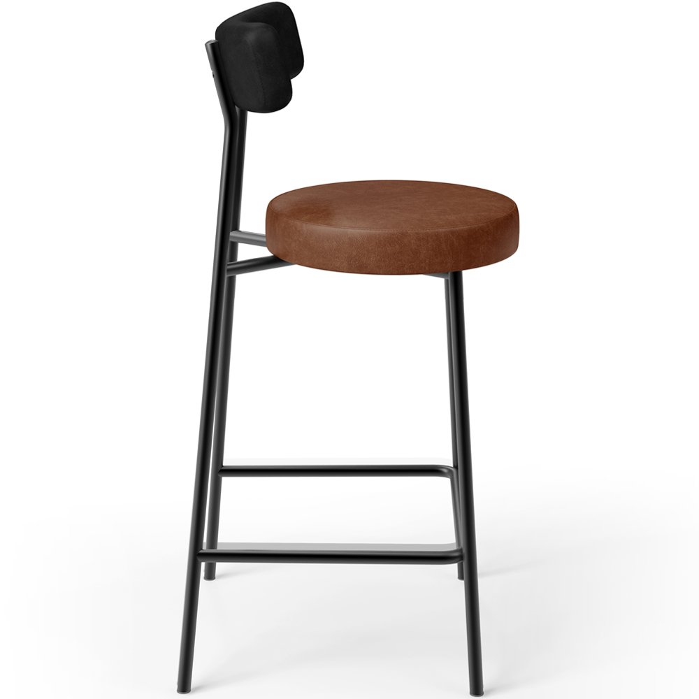Banqueta Baixa Cozinha Sala Jantar Bancada Milão L02 Couríssimo Preto Marrom - Lyam Decor