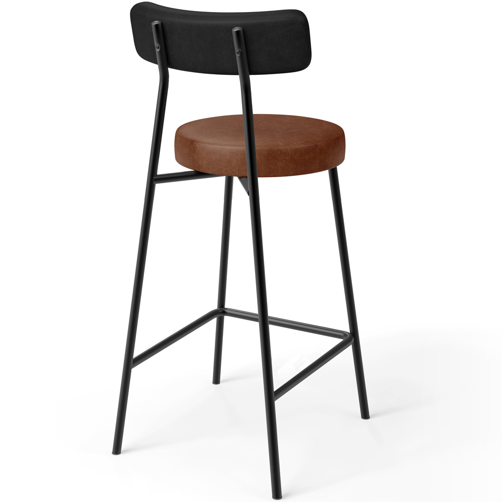 Banqueta Baixa Cozinha Sala Jantar Bancada Milão L02 Couríssimo Preto Marrom - Lyam Decor