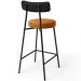Banqueta Baixa Cozinha Sala Jantar Bancada Milão L02 Couríssimo Preto Whisky - Lyam Decor