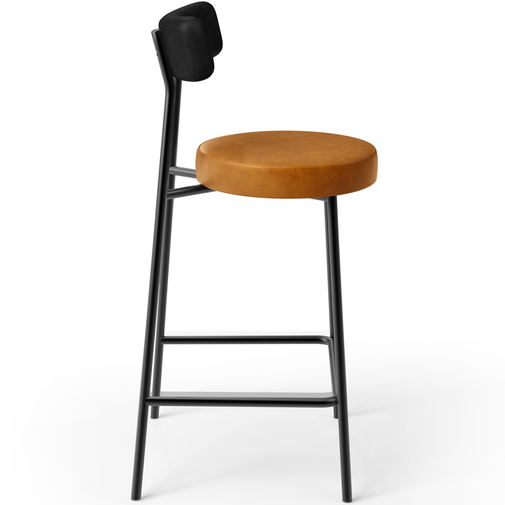 Banqueta Baixa Cozinha Sala Jantar Bancada Milão L02 Couríssimo Preto Whisky - Lyam Decor
