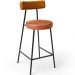 Banqueta Baixa Cozinha Sala Jantar Bancada Milão L02 Couríssimo Whisky Camel - Lyam Decor