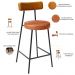 Banqueta Baixa Cozinha Sala Jantar Bancada Milão L02 Couríssimo Whisky Camel - Lyam Decor