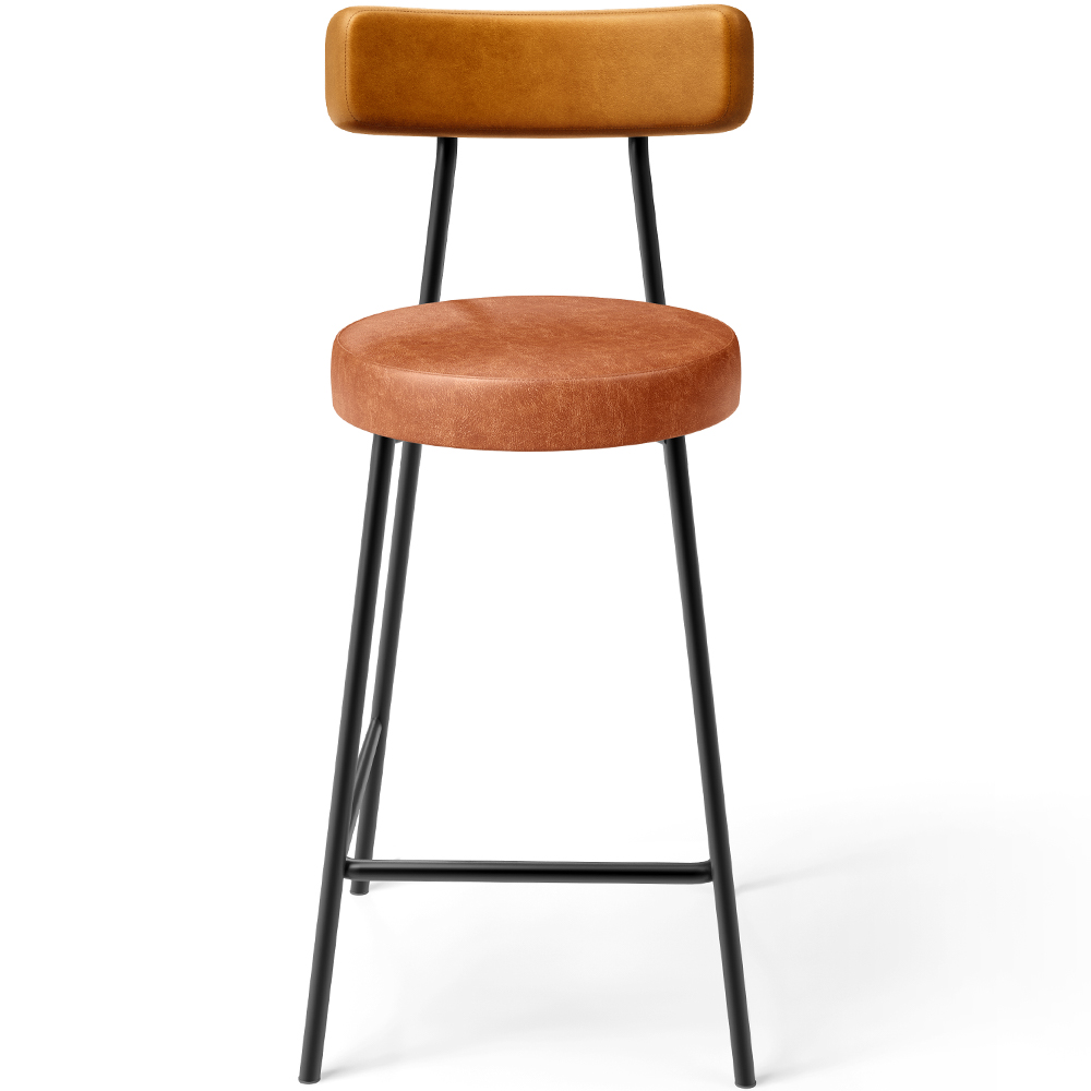 Banqueta Baixa Cozinha Sala Jantar Bancada Milão L02 Couríssimo Whisky Camel - Lyam Decor