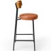 Banqueta Baixa Cozinha Sala Jantar Bancada Milão L02 Couríssimo Whisky Camel - Lyam Decor