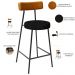 Banqueta Baixa Cozinha Sala Jantar Bancada Milão L02 Couríssimo Whisky Linho Chumbo - Lyam Decor
