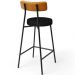 Banqueta Baixa Cozinha Sala Jantar Bancada Milão L02 Couríssimo Whisky Linho Chumbo - Lyam Decor