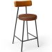 Banqueta Baixa Cozinha Sala Jantar Bancada Milão L02 Couríssimo Whisky Marrom - Lyam Decor