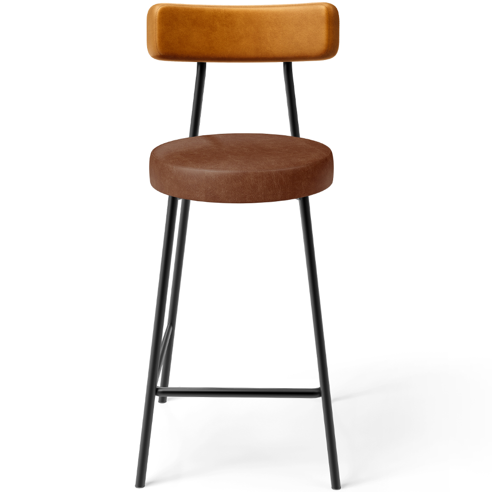 Banqueta Baixa Cozinha Sala Jantar Bancada Milão L02 Couríssimo Whisky Marrom - Lyam Decor