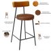 Banqueta Baixa Cozinha Sala Jantar Bancada Milão L02 Couríssimo Whisky Marrom - Lyam Decor