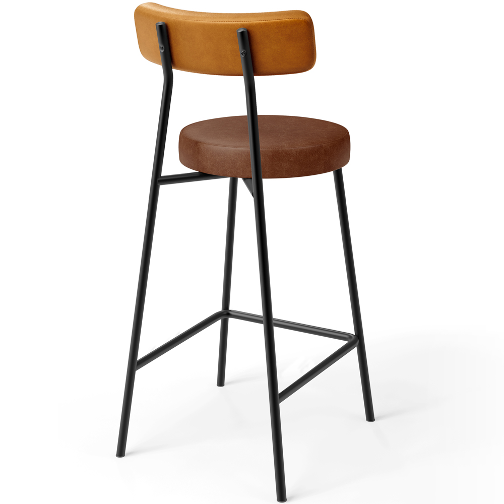 Banqueta Baixa Cozinha Sala Jantar Bancada Milão L02 Couríssimo Whisky Marrom - Lyam Decor