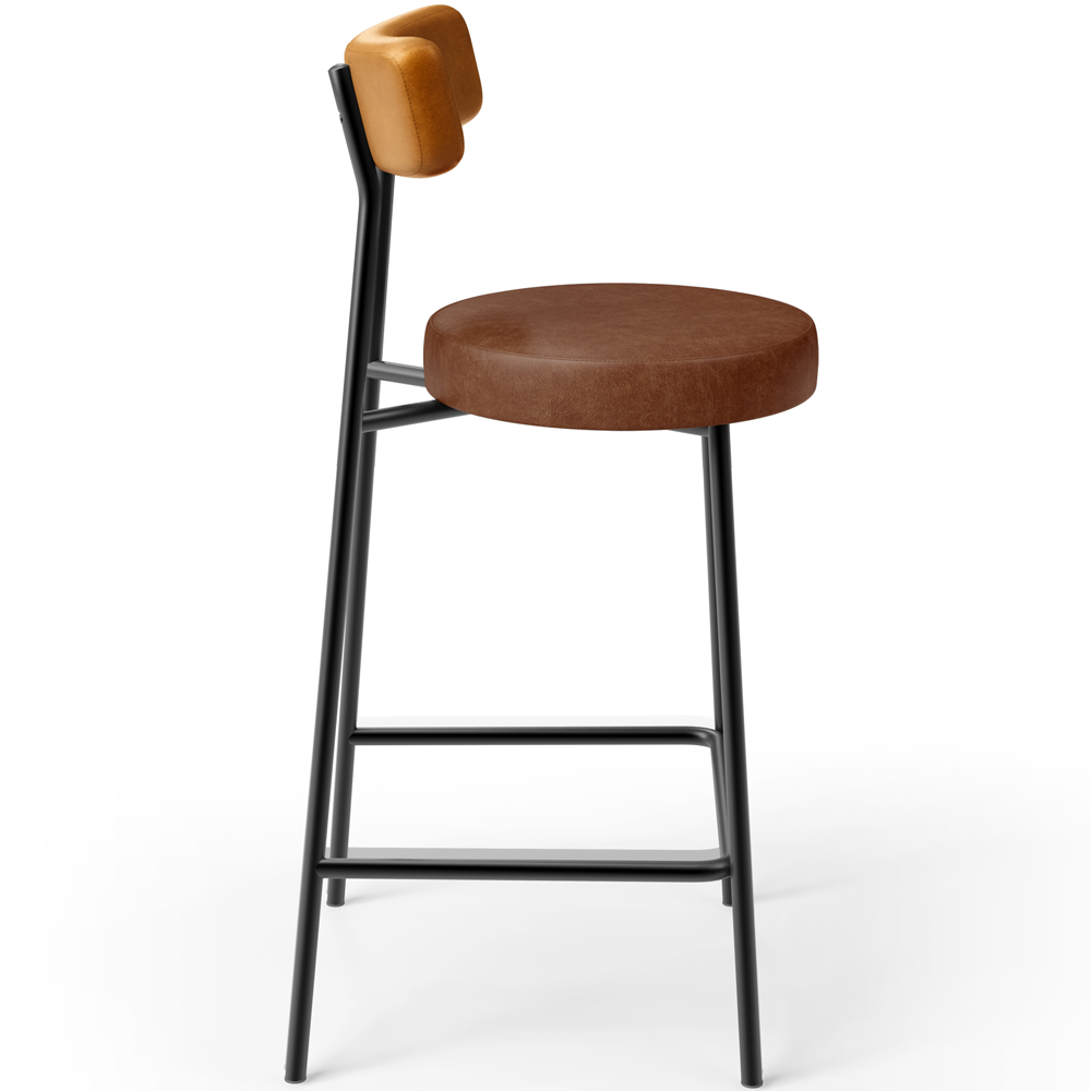 Banqueta Baixa Cozinha Sala Jantar Bancada Milão L02 Couríssimo Whisky Marrom - Lyam Decor