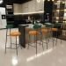 Banqueta Baixa Cozinha Sala Jantar Bancada Milão L02 Facto Verde Couríssimo Whisky - Lyam Decor