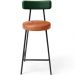 Banqueta Baixa Cozinha Sala Jantar Bancada Milão L02 Facto Verde Musgo Camel - Lyam Decor