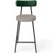 Banqueta Baixa Cozinha Sala Jantar Bancada Milão L02 Facto Verde Musgo Linho Bege - Lyam Decor