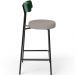 Banqueta Baixa Cozinha Sala Jantar Bancada Milão L02 Facto Verde Musgo Linho Bege - Lyam Decor