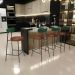 Banqueta Baixa Cozinha Sala Jantar Bancada Milão L02 Facto Verde Musgo Marrom - Lyam Decor