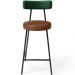 Banqueta Baixa Cozinha Sala Jantar Bancada Milão L02 Facto Verde Musgo Marrom - Lyam Decor