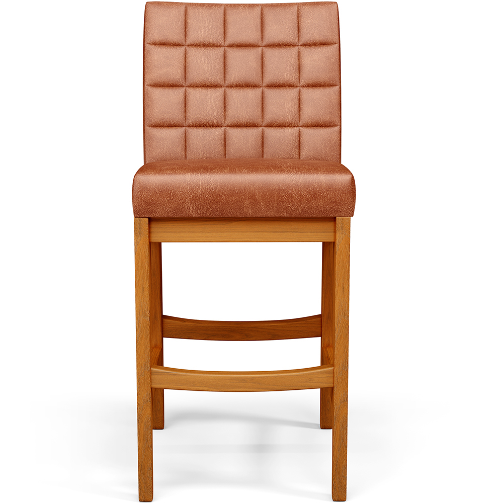 Banqueta Baixa Para Cozinha Bancada Bar Sala De Jantar Fixa Mila L02 Couríssimo Camel - Lyam Decor