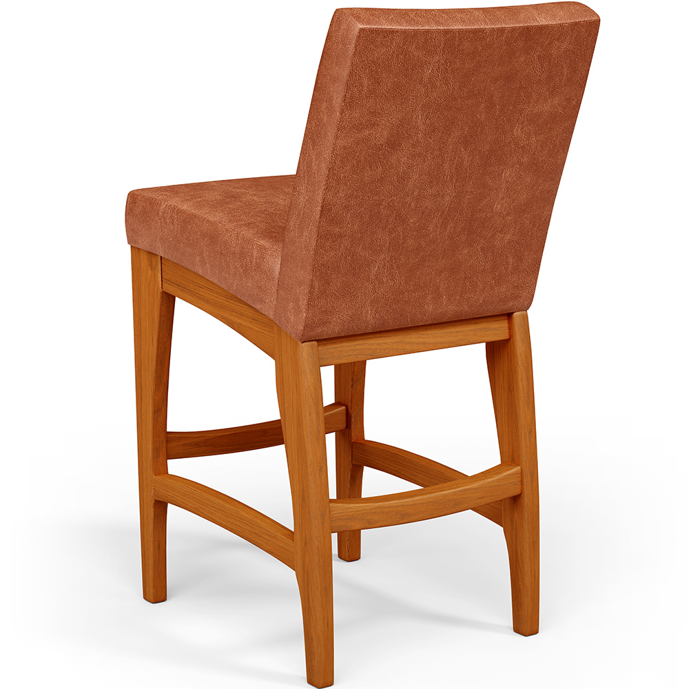 Banqueta Baixa Para Cozinha Bancada Bar Sala De Jantar Fixa Mila L02 Couríssimo Camel - Lyam Decor