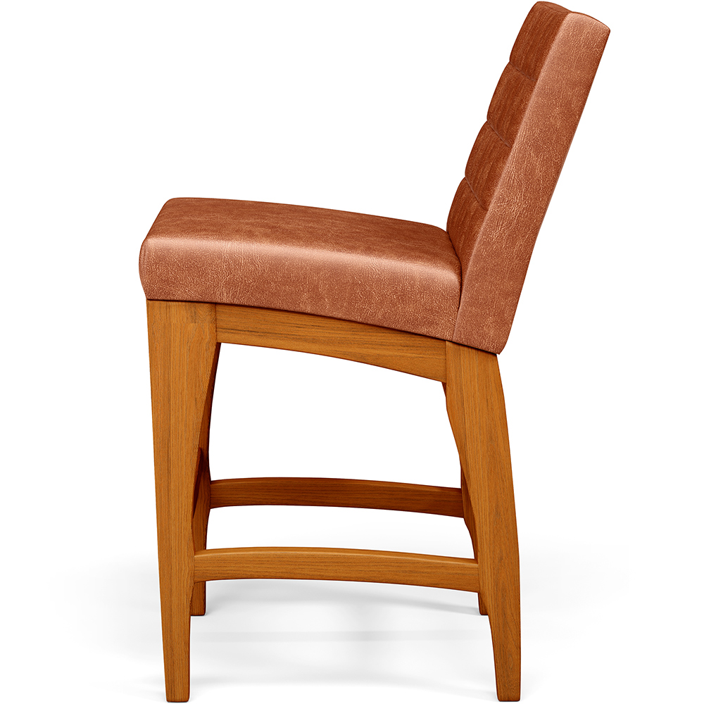 Banqueta Baixa Para Cozinha Bancada Bar Sala De Jantar Fixa Mila L02 Couríssimo Camel - Lyam Decor