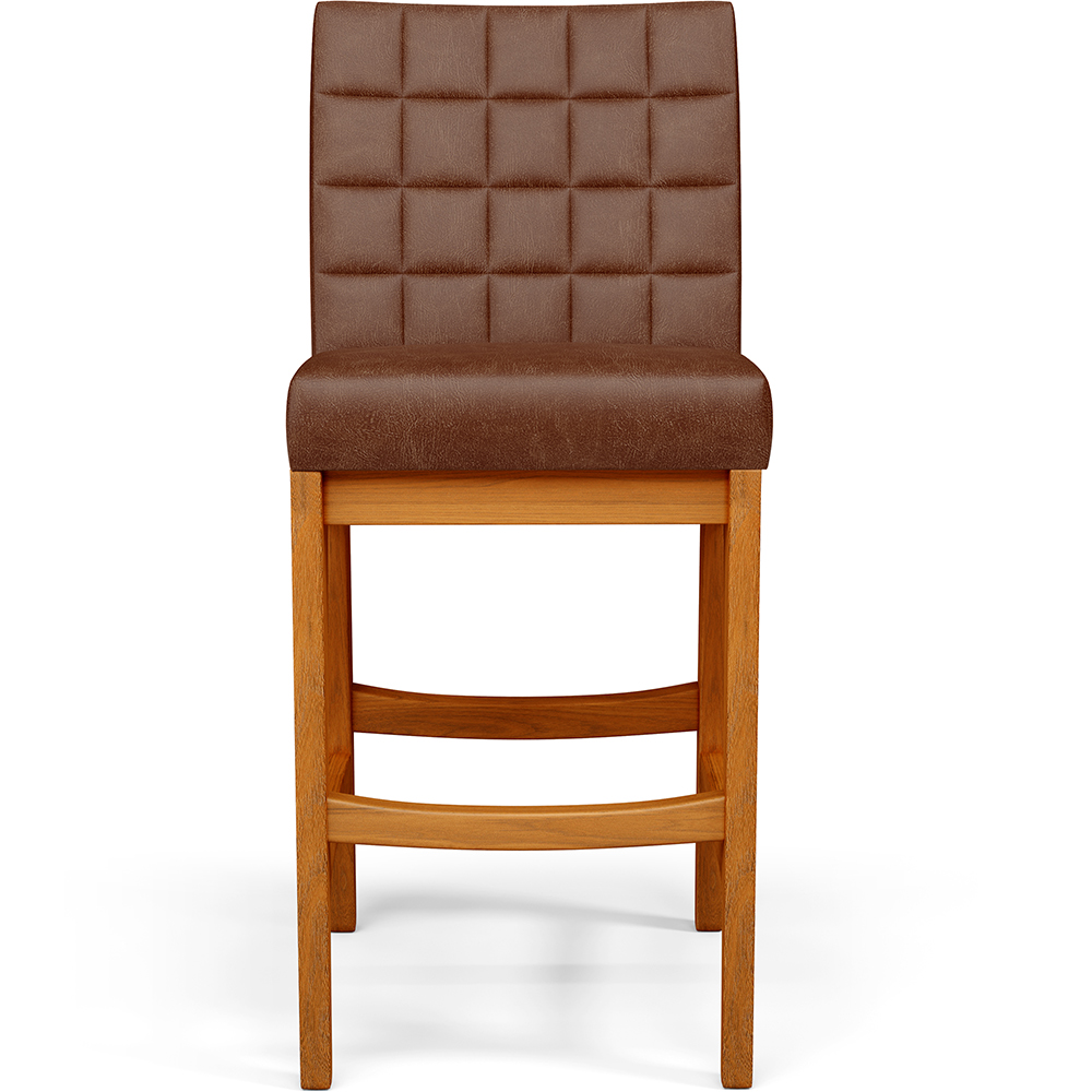 Banqueta Baixa Para Cozinha Bancada Bar Sala De Jantar Fixa Mila L02 Couríssimo Marrom - Lyam Decor