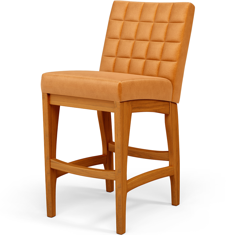 Banqueta Baixa Para Cozinha Bancada Bar Sala De Jantar Fixa Mila L02 Couríssimo Whisky - Lyam Decor