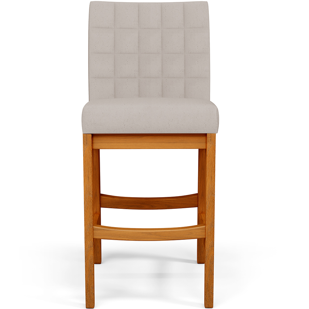 Banqueta Baixa Para Cozinha Bancada Bar Sala De Jantar Fixa Mila L02 Linho Bege - Lyam Decor