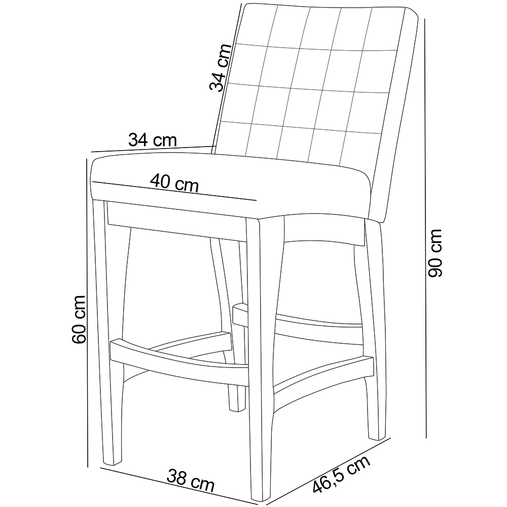Banqueta Baixa Para Cozinha Bancada Bar Sala De Jantar Fixa Mila L02 Linho Chumbo - Lyam Decor
