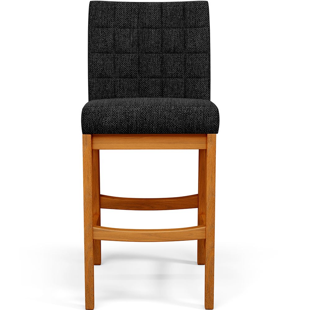 Banqueta Baixa Para Cozinha Bancada Bar Sala De Jantar Fixa Mila L02 Linho Chumbo - Lyam Decor