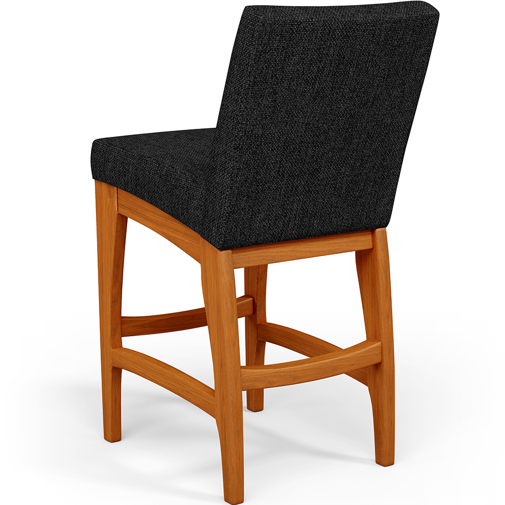 Banqueta Baixa Para Cozinha Bancada Bar Sala De Jantar Fixa Mila L02 Linho Chumbo - Lyam Decor