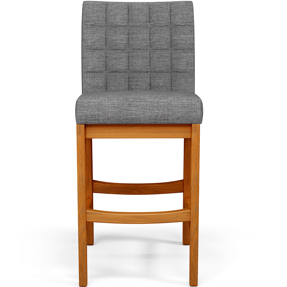 Banqueta Baixa Para Cozinha Bancada Bar Sala De Jantar Fixa Mila L02 Linho Cinza Escuro - Lyam Decor