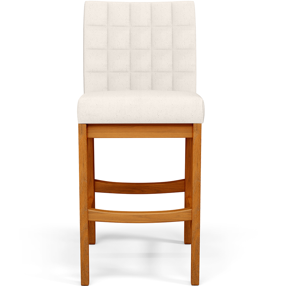 Banqueta Baixa Para Cozinha Bancada Bar Sala De Jantar Fixa Mila L02 Linho Cru - Lyam Decor