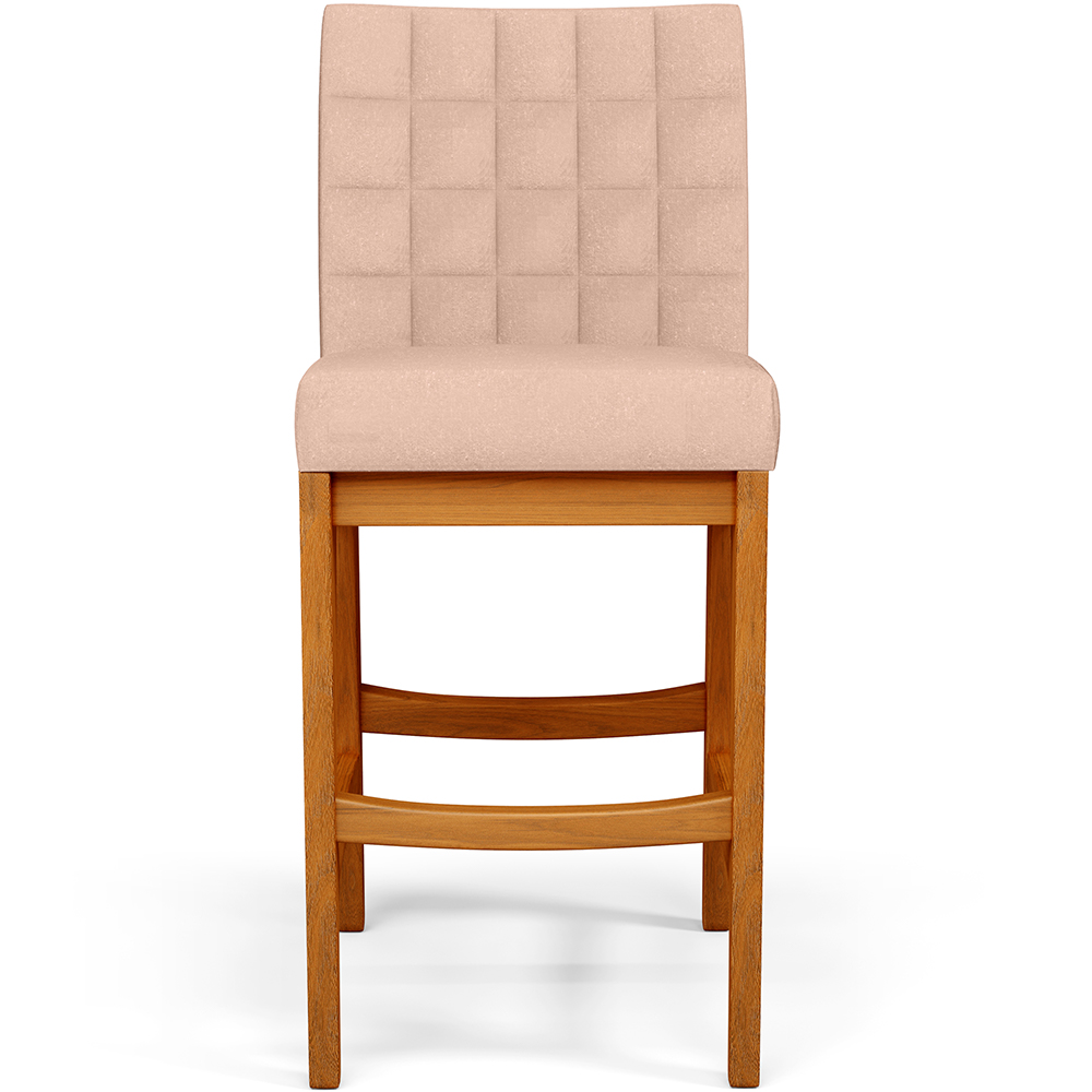 Banqueta Baixa Para Cozinha Bancada Bar Sala De Jantar Fixa Mila L02 Linho Rosê - Lyam Decor