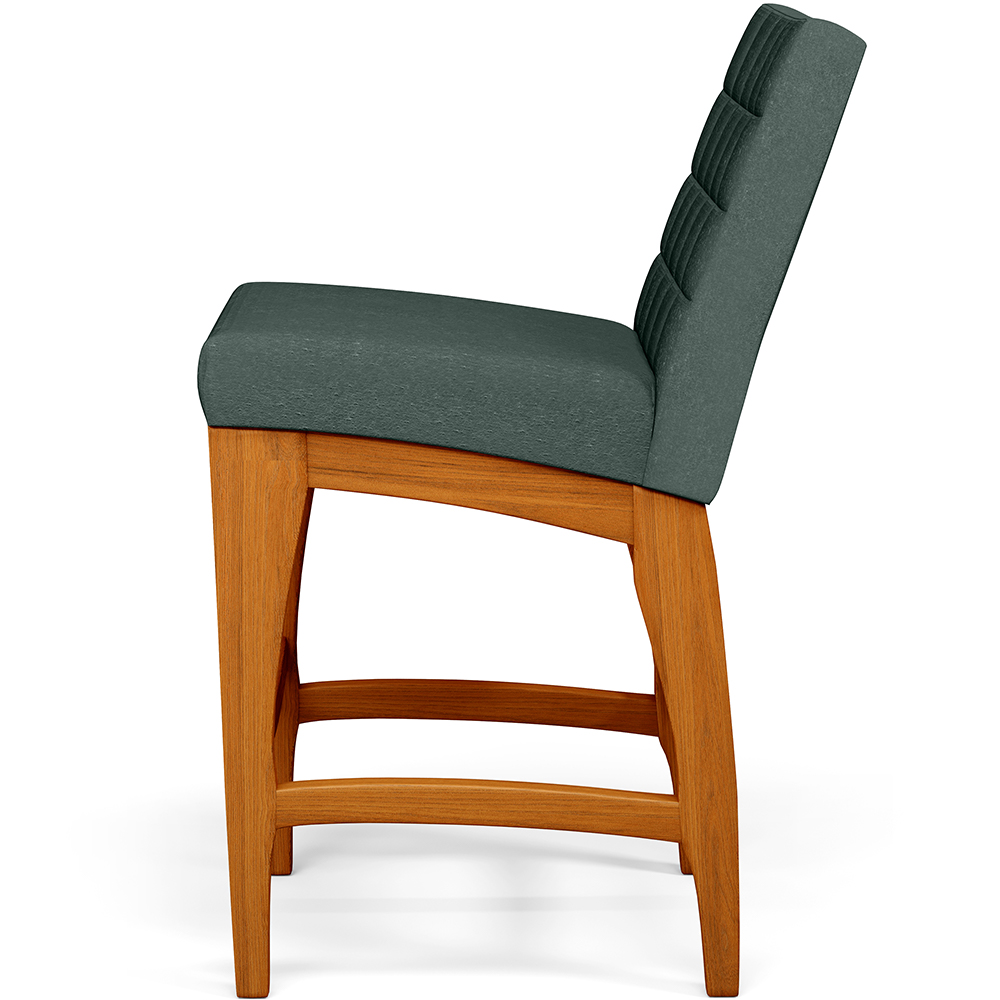 Banqueta Baixa Para Cozinha Bancada Bar Sala De Jantar Fixa Mila L02 Linho Verde Musgo - Lyam Decor