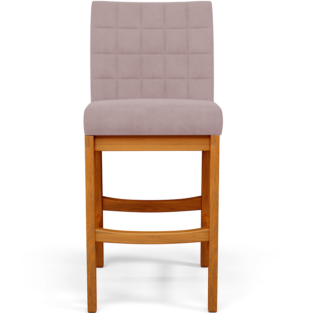 Banqueta Baixa Para Cozinha Bancada Bar Sala De Jantar Fixa Mila L02 Suede Rosê - Lyam Decor