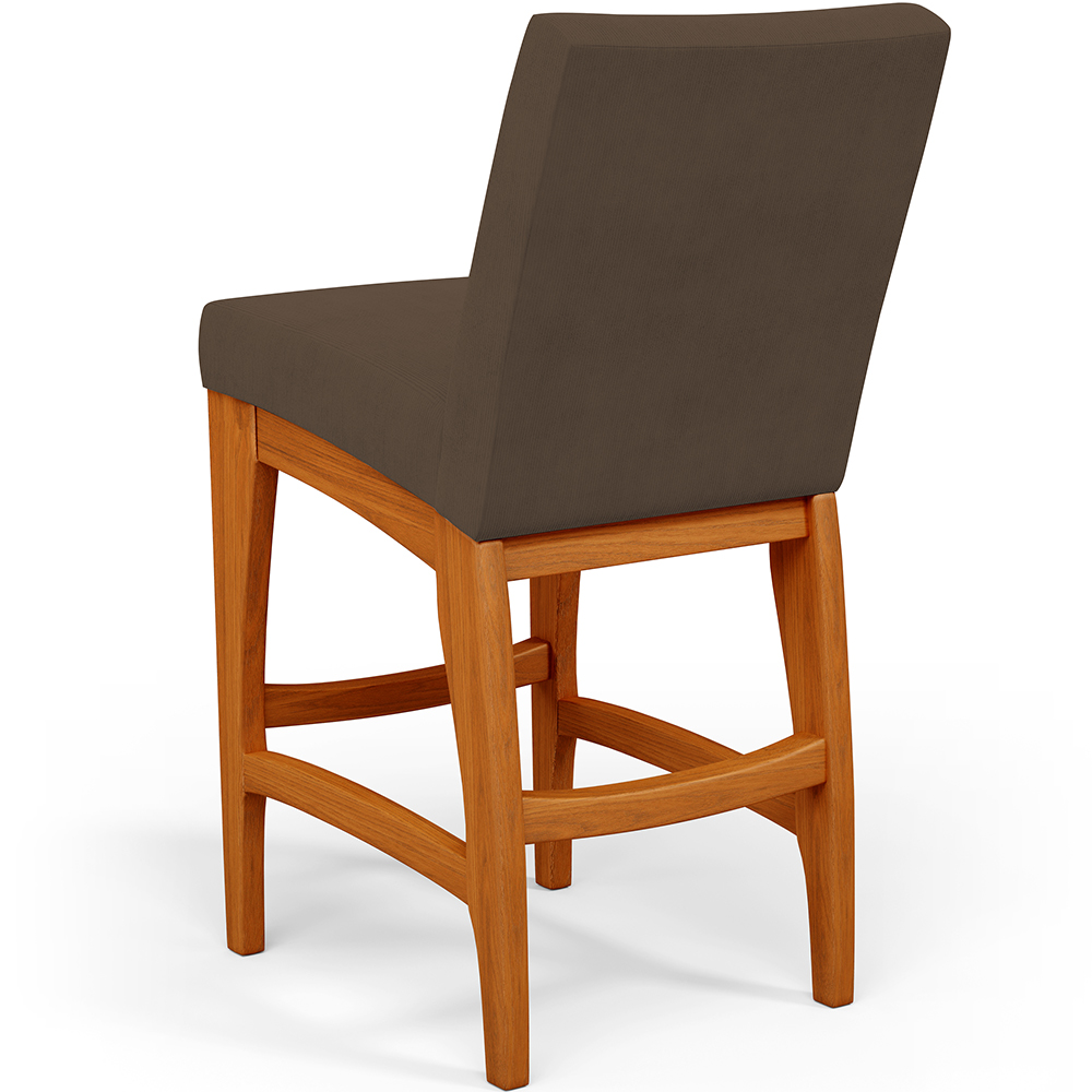 Banqueta Baixa Para Cozinha Bancada Sala De Jantar Fixa Mila L02 Suede Marrom - Lyam Decor