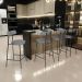 Banqueta Baixa Para Cozinha Sala De Jantar Bancada Milão L02 Linho Cinza Escuro - Lyam Decor