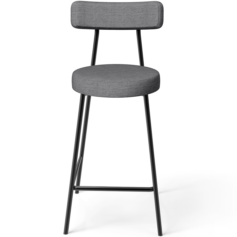 Banqueta Baixa Para Cozinha Sala De Jantar Bancada Milão L02 Linho Cinza Escuro - Lyam Decor