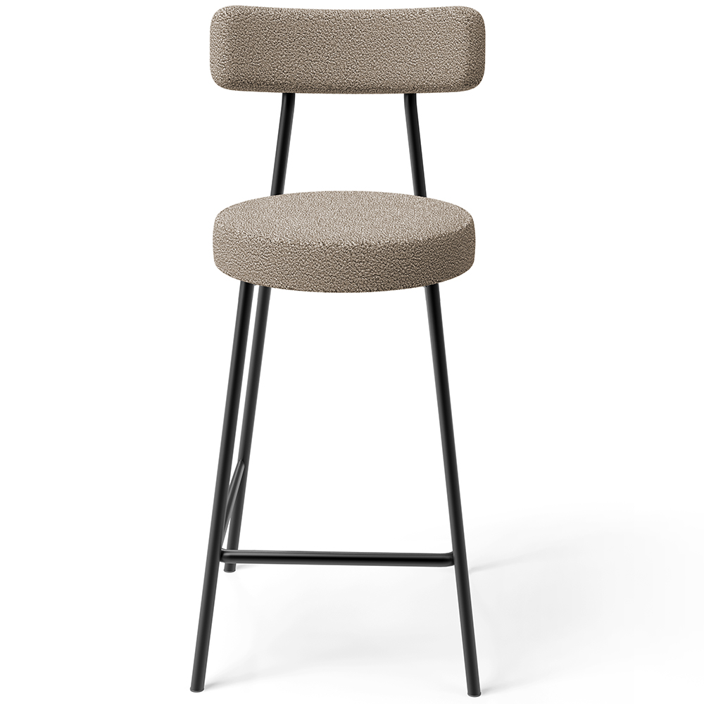 Banqueta Baixa Para Cozinha Sala De Jantar Bar Bancada Milão L02 Bouclê Bege - Lyam Decor