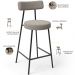 Banqueta Baixa Para Cozinha Sala De Jantar Bar Bancada Milão L02 Bouclê Bege - Lyam Decor