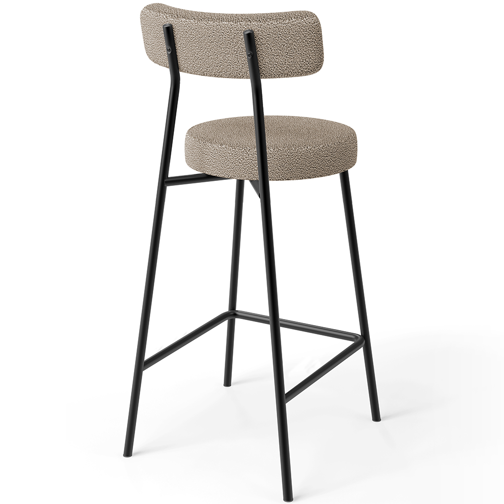 Banqueta Baixa Para Cozinha Sala De Jantar Bar Bancada Milão L02 Bouclê Bege - Lyam Decor