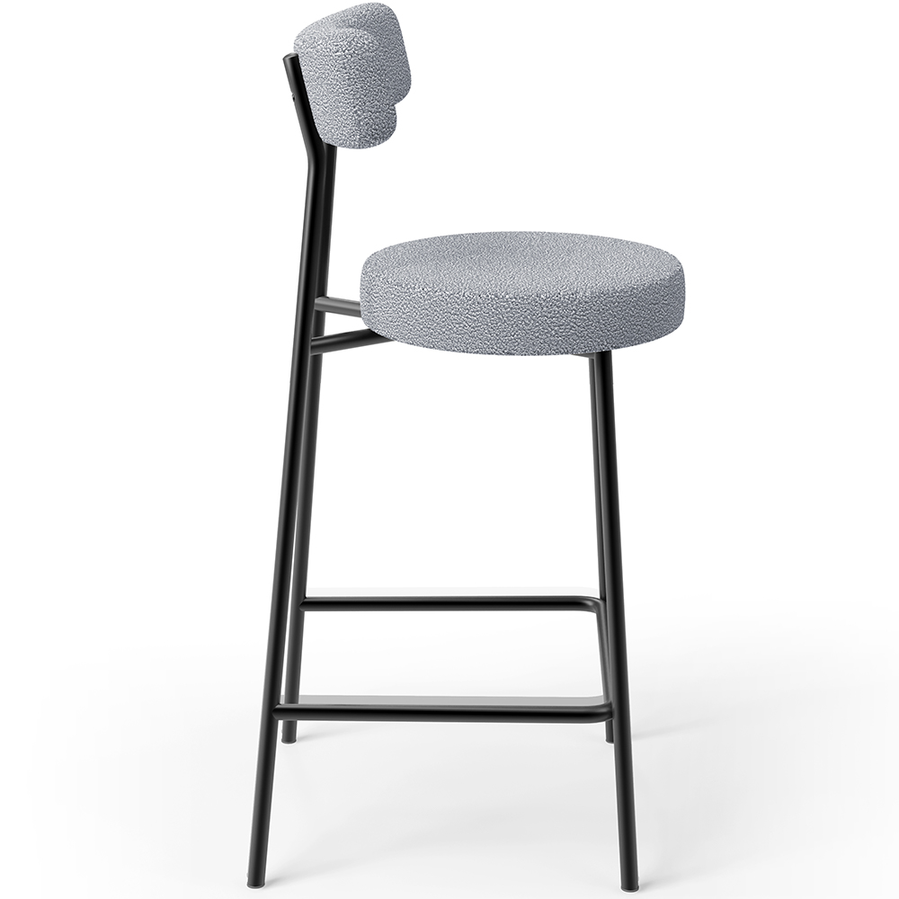 Banqueta Baixa Para Cozinha Sala De Jantar Bar Bancada Milão L02 Bouclê Cinza - Lyam Decor