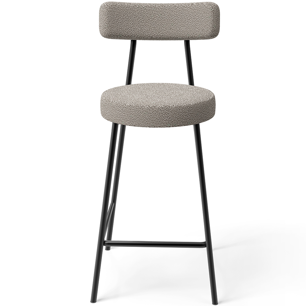 Banqueta Baixa Para Cozinha Sala De Jantar Bar Bancada Milão L02 Bouclê Creme - Lyam Decor