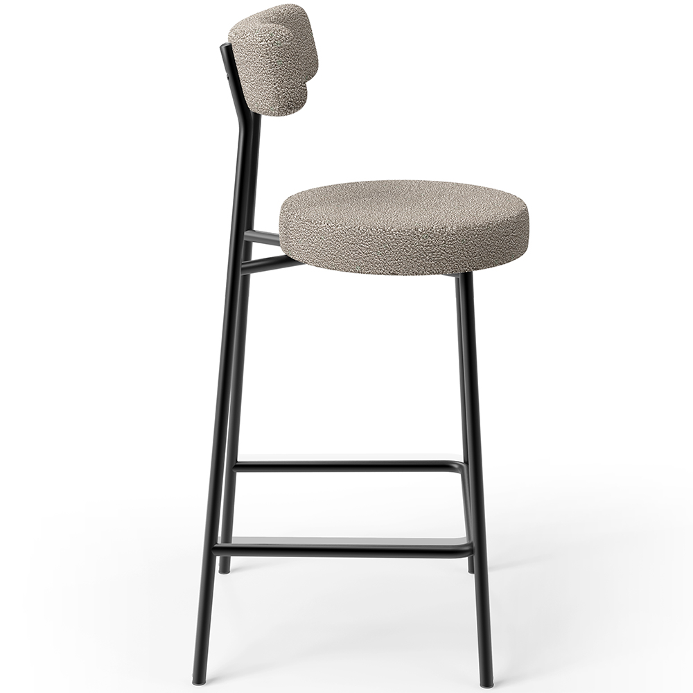 Banqueta Baixa Para Cozinha Sala De Jantar Bar Bancada Milão L02 Bouclê Creme - Lyam Decor