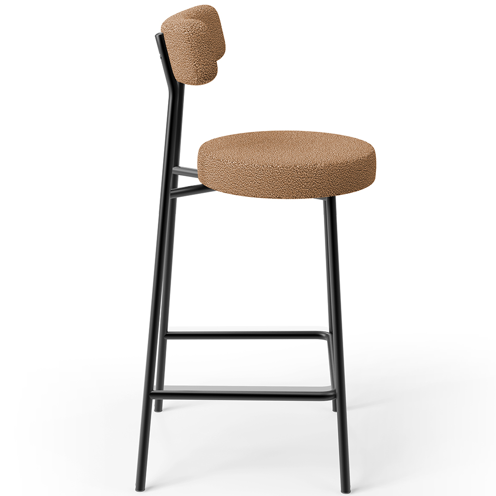 Banqueta Baixa Para Cozinha Sala De Jantar Bar Bancada Milão L02 Bouclê Mostarda - Lyam Decor